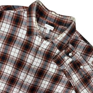 Garnet Hill Organic Cotton Plaid Flannel Shirt Mens XL Button Up Preppy Workwear